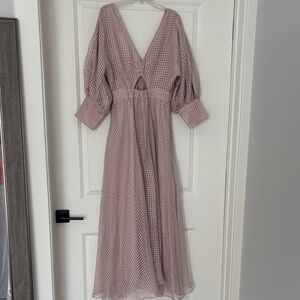 ASOS Dusty Pink Checkered Long Sleeve Dress